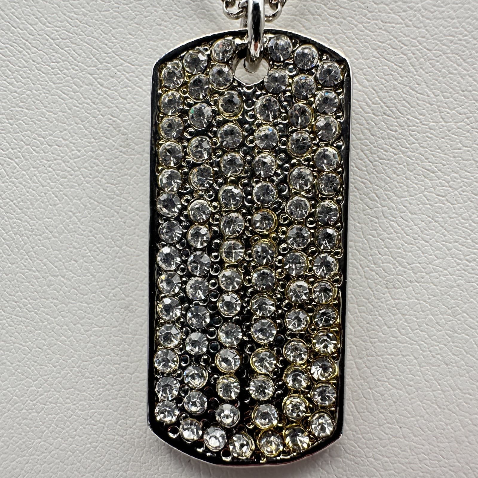 Vintage 90s Cookie Lee Genuine Crystal Necklace Silver Tone Clear Rhinestone - Thumbnail 3