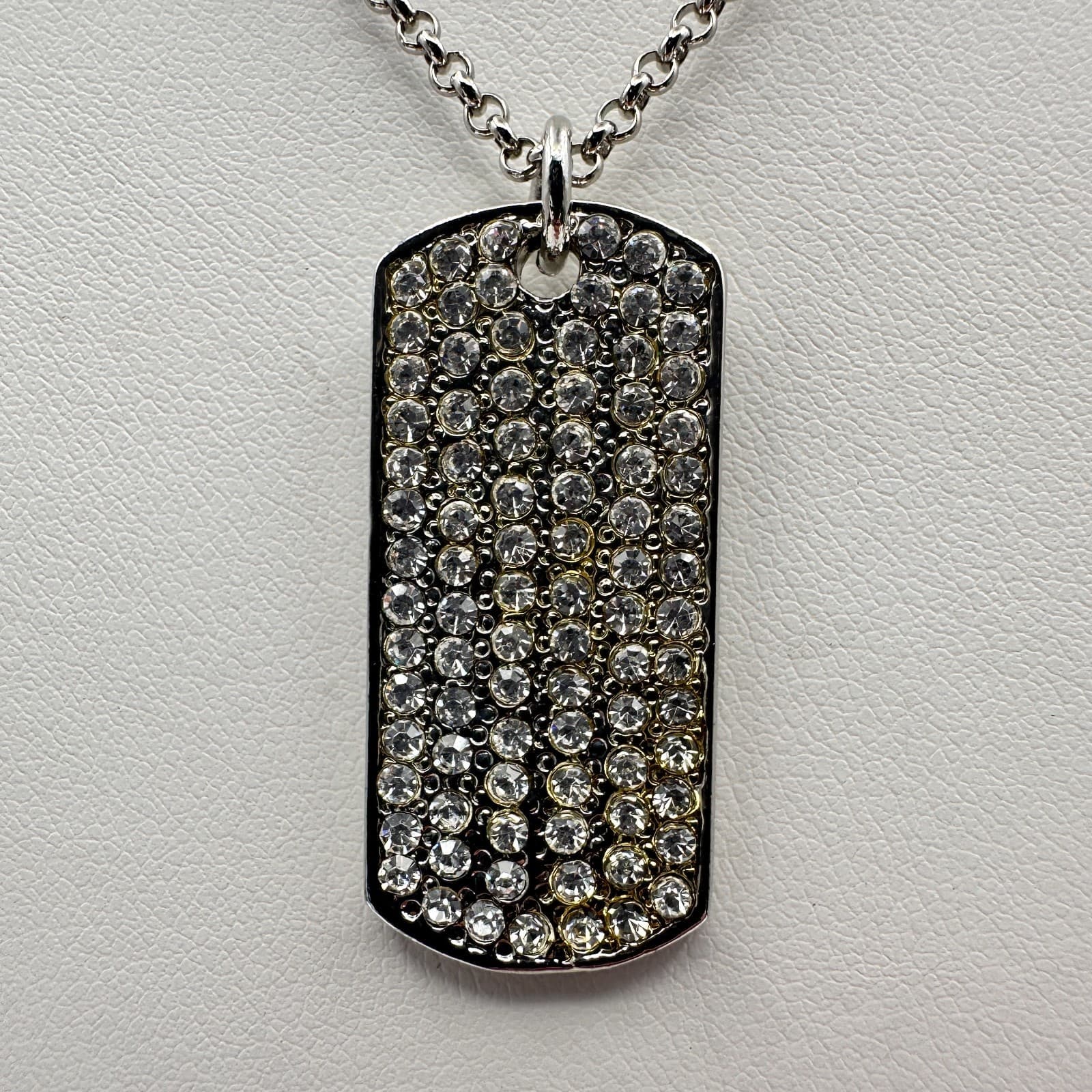 Vintage 90s Cookie Lee Genuine Crystal Necklace Silver Tone Clear Rhinestone - Thumbnail 2