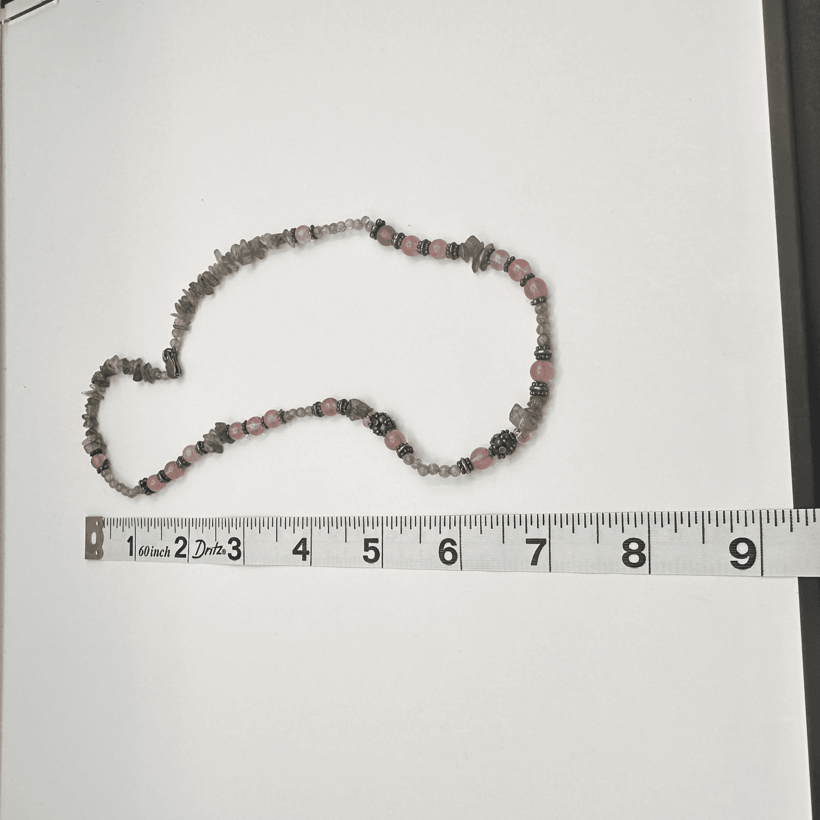 Vintage 90s Strawberry Quartz Labradorite Beaded Necklace Boho Women's Jewelry - Thumbnail 16