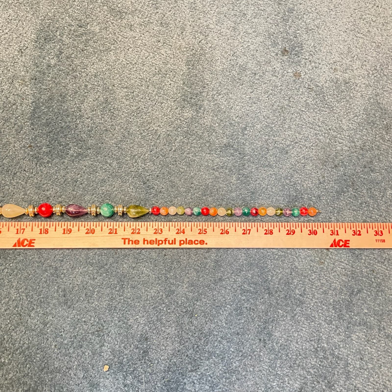 Vintage Long multi color bead necklace gold-tone spacers Teardrop 30 Inch - Thumbnail 14