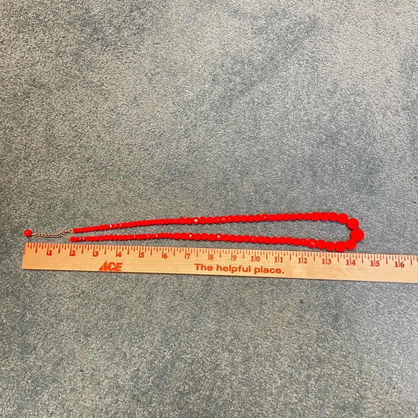 Vintage Red Long Beaded Necklace On Display Stand Fashion Jewelry 14 In - Thumbnail 9