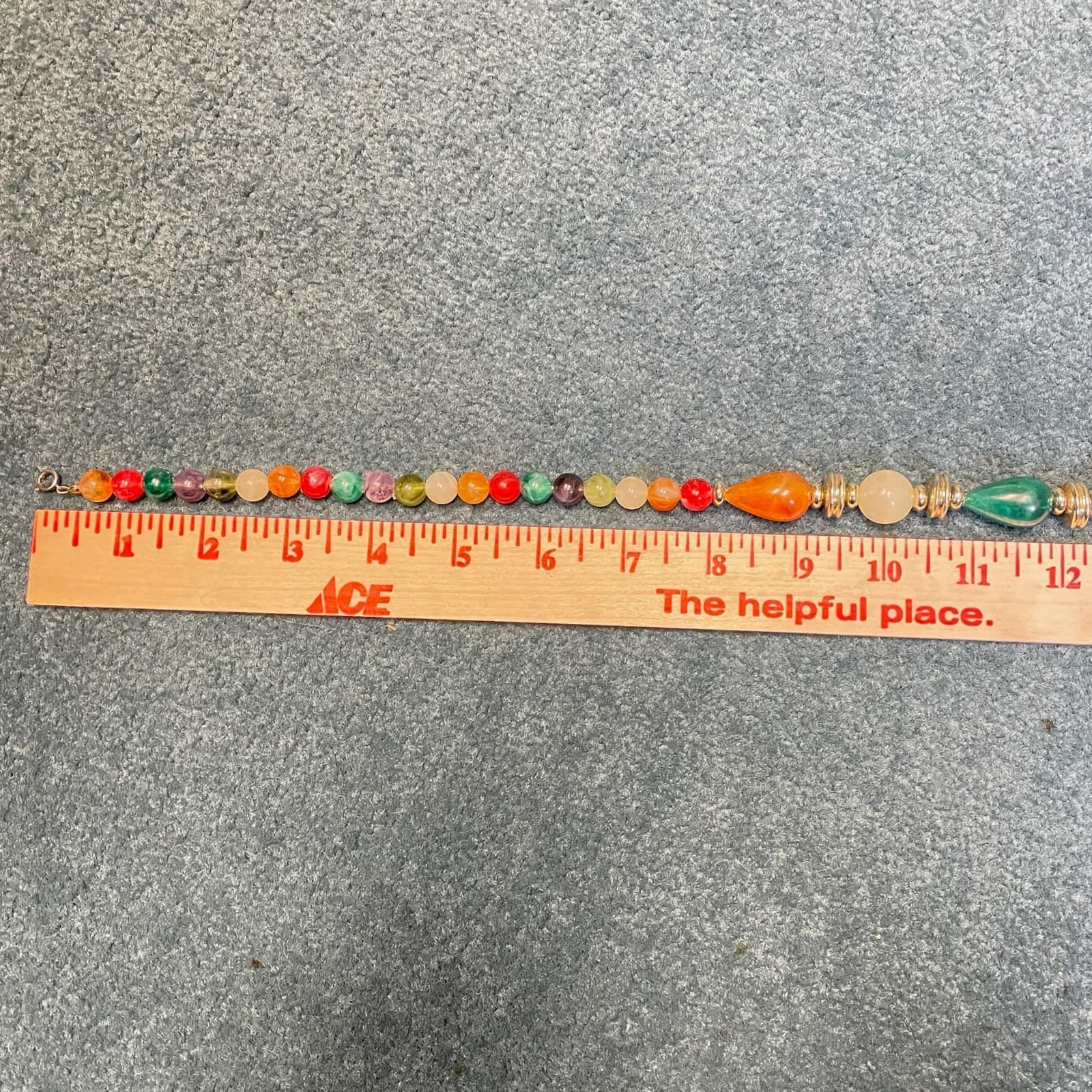 Vintage Long multi color bead necklace gold-tone spacers Teardrop 30 Inch - Thumbnail 12