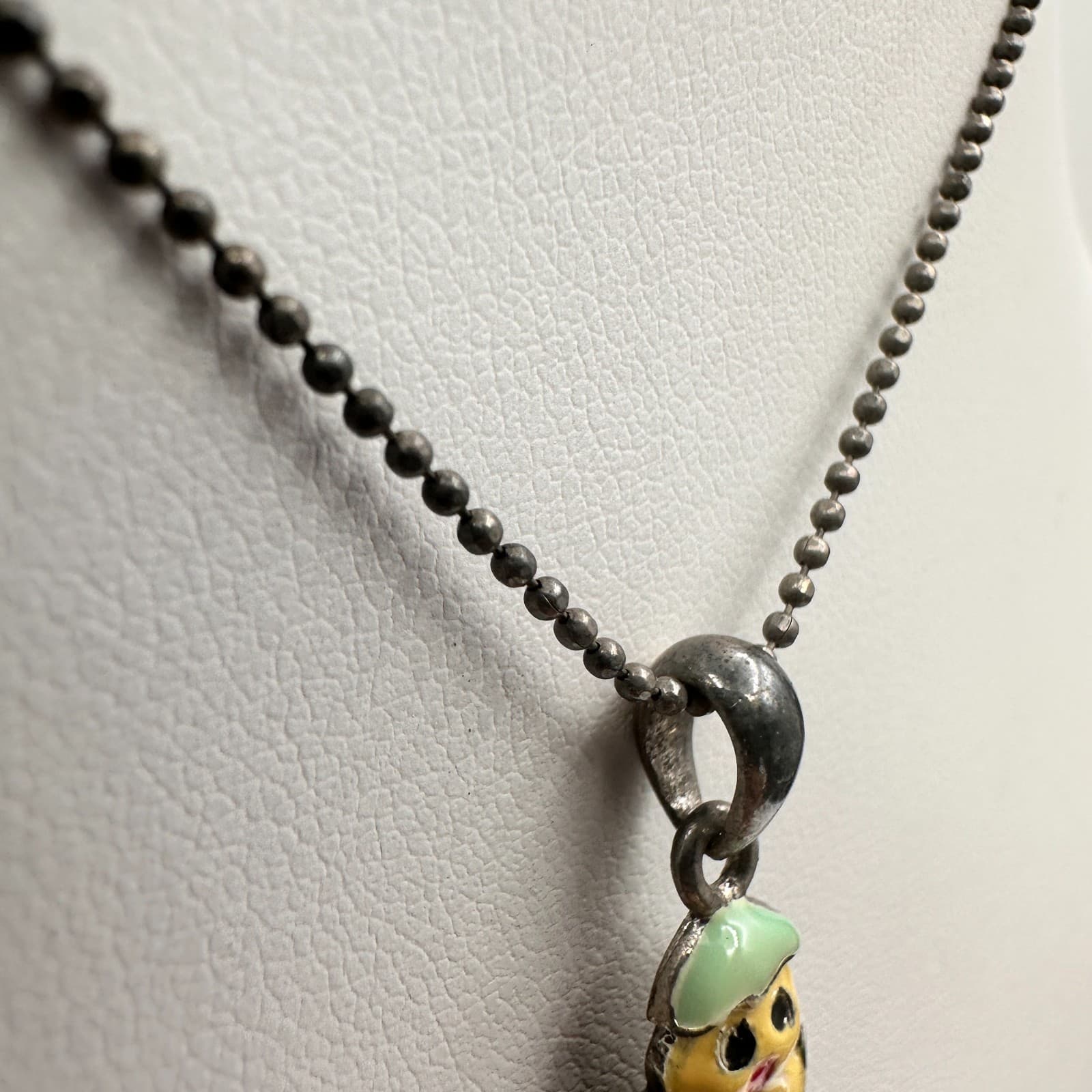 Vintage Y2K Cookie Lee Enamel Easter Chick Egg Necklace Silver Tone Ball Chain - Thumbnail 6