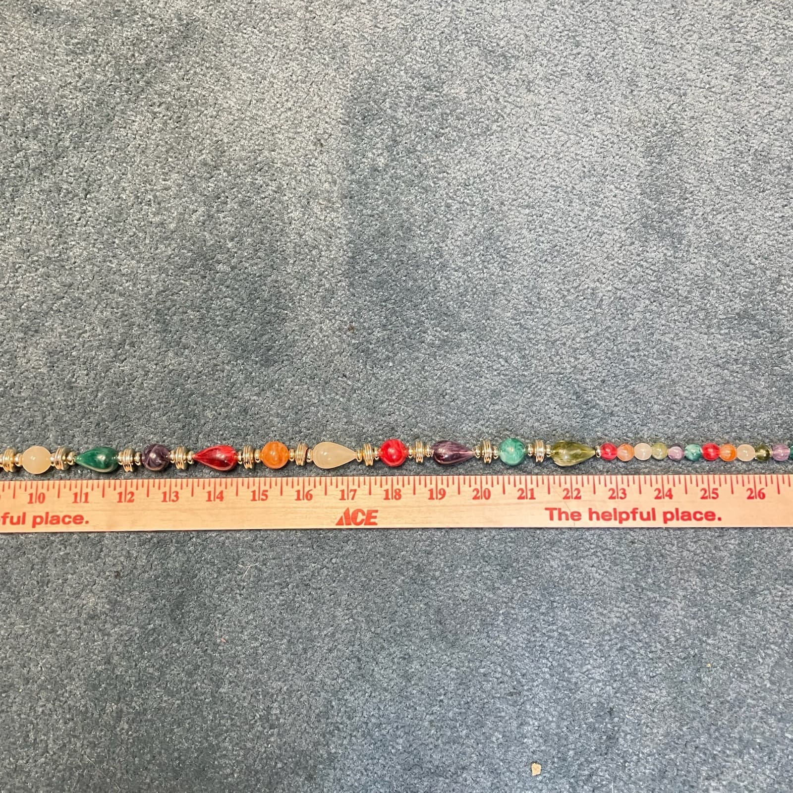 Vintage Long multi color bead necklace gold-tone spacers Teardrop 30 Inch - Thumbnail 13