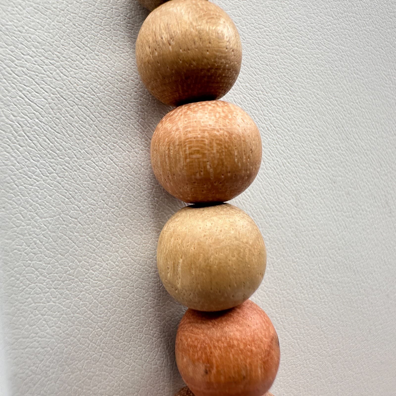 Vintage 90s Wooden Bead Statement Necklace Silver Tone Spacers Boho Jewelry - Thumbnail 11