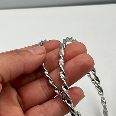 Vintage Silver-Tone Twisted Rope Bangle Bracelets Set 2 High Polish Stackable - Thumbnail 5