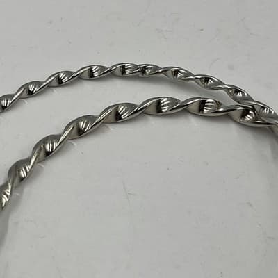 Vintage Silver-Tone Twisted Rope Bangle Bracelets Set 2 High Polish Stackable - Thumbnail 2