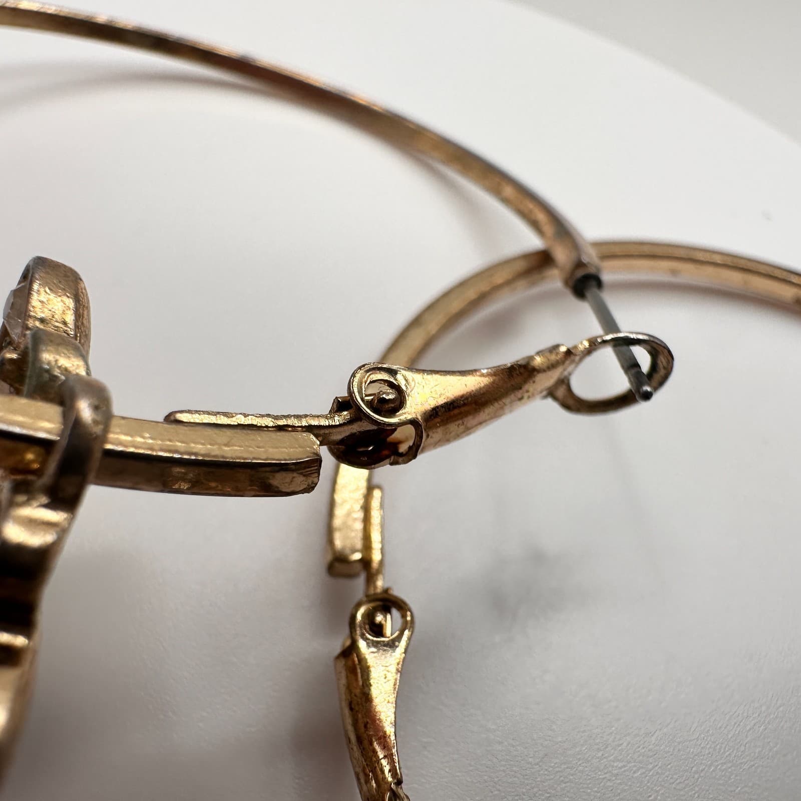 Vintage Y2K 90s Gold Tone Butterfly Hoop Charm Earrings Rhinestone Boho Jewelry - Thumbnail 12