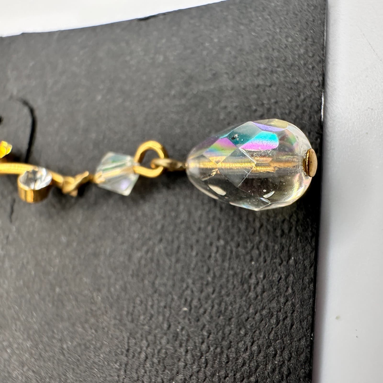 Vintage 90s Cookie Lee Gold Tone Clear Teardrop Dangle Earrings Jewelry - Thumbnail 9