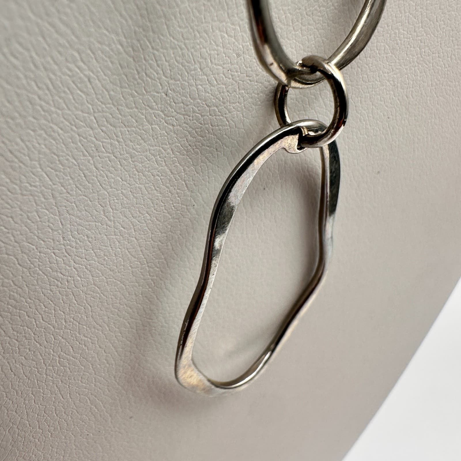 Vintage Y2K Cookie Lee Silver Tone Double Chain Organic Hoop Pendant Necklace - Thumbnail 7