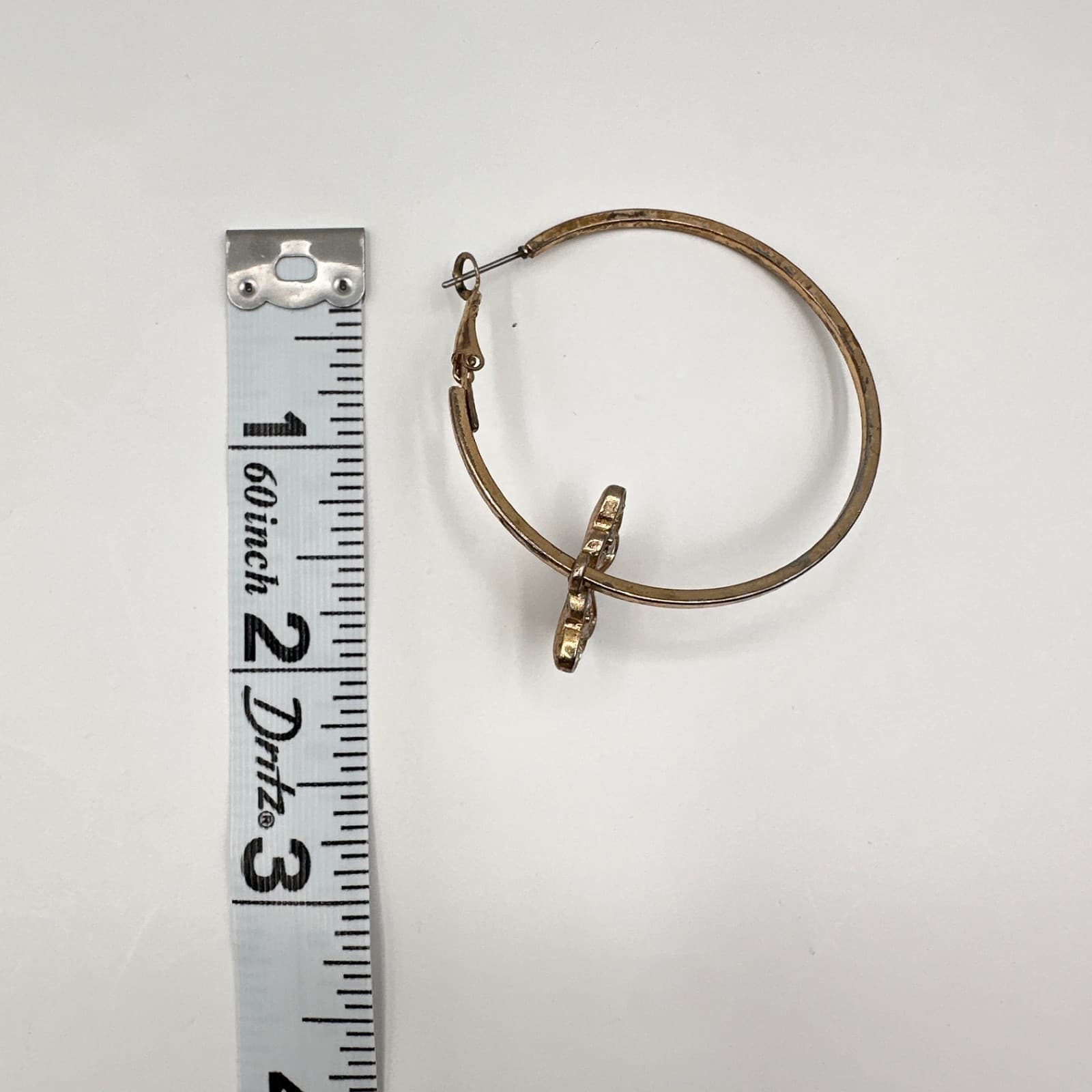 Vintage Y2K 90s Gold Tone Butterfly Hoop Charm Earrings Rhinestone Boho Jewelry - Thumbnail 14