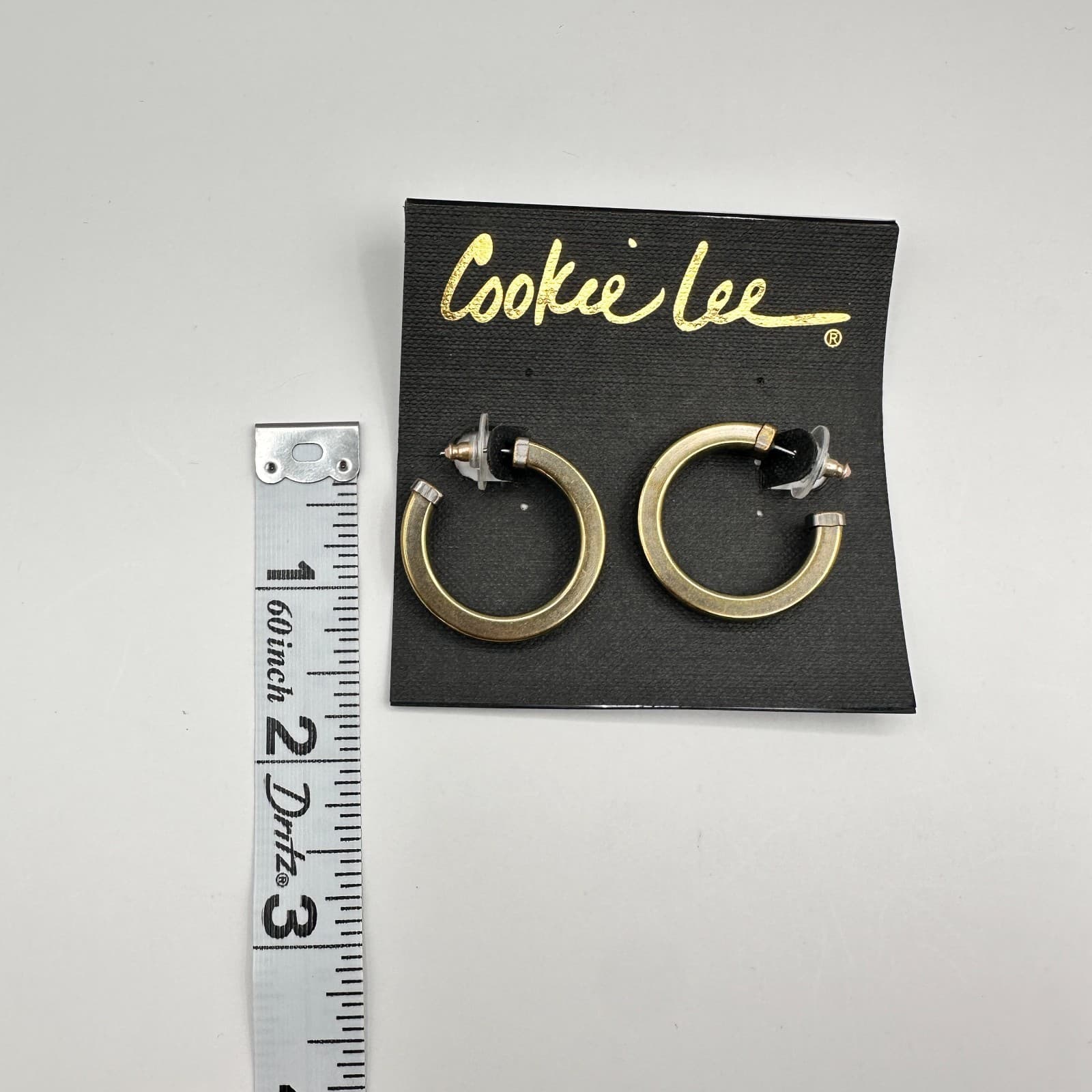 Vintage 80s Cookie Le Gold Tone Two-Tone Silver Trim Chunky Post Earring Jewelry - Thumbnail 11