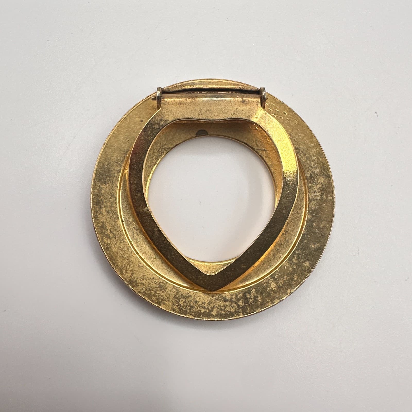 Vintage 80s 90s Lieba USA Gold Tone Textured Round Scarf Clip Accessory Fashion - Thumbnail 5