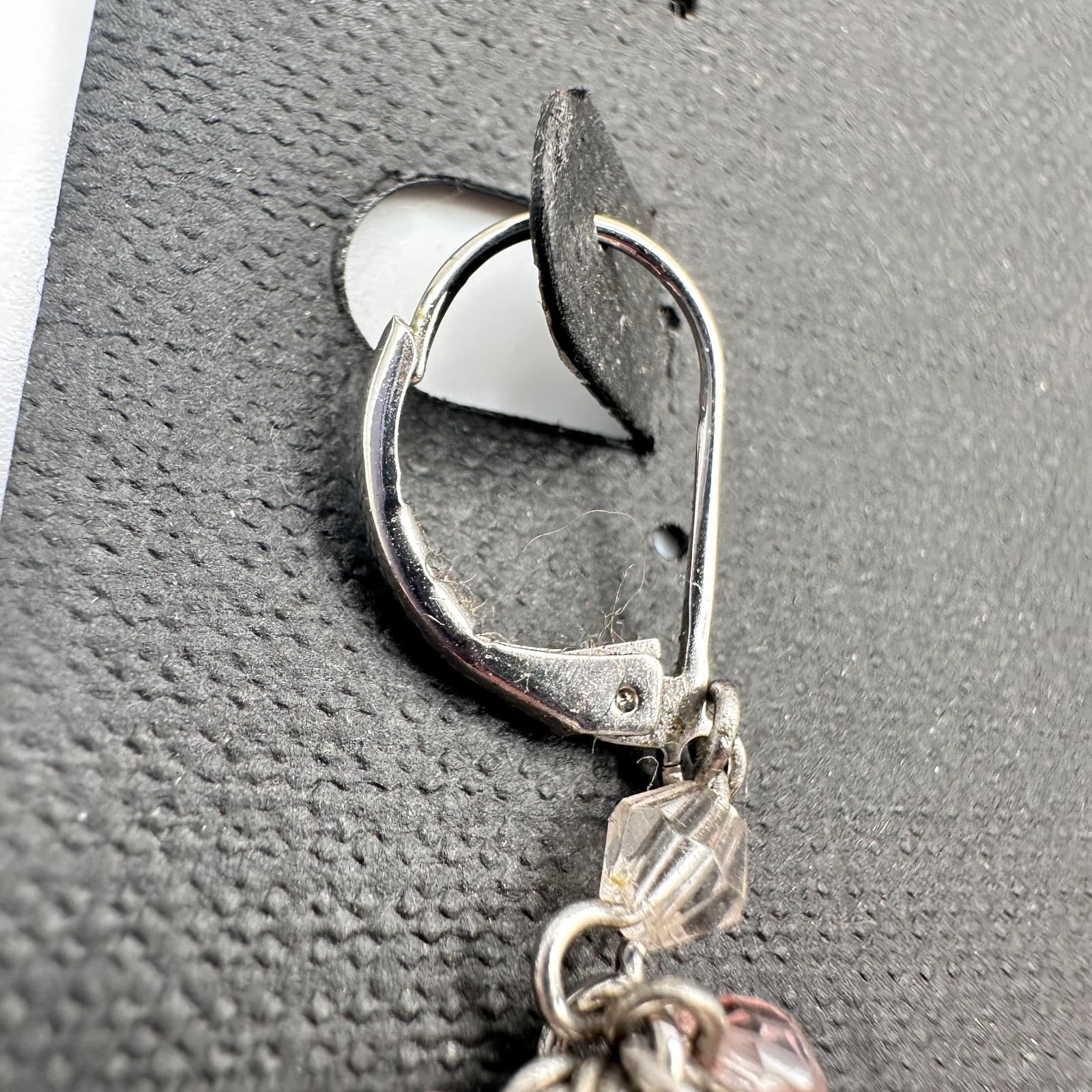 Vintage 90s Silver Tone Pink Bead Teardrop Chandelier Earrings Womens Jewelry - Thumbnail 7