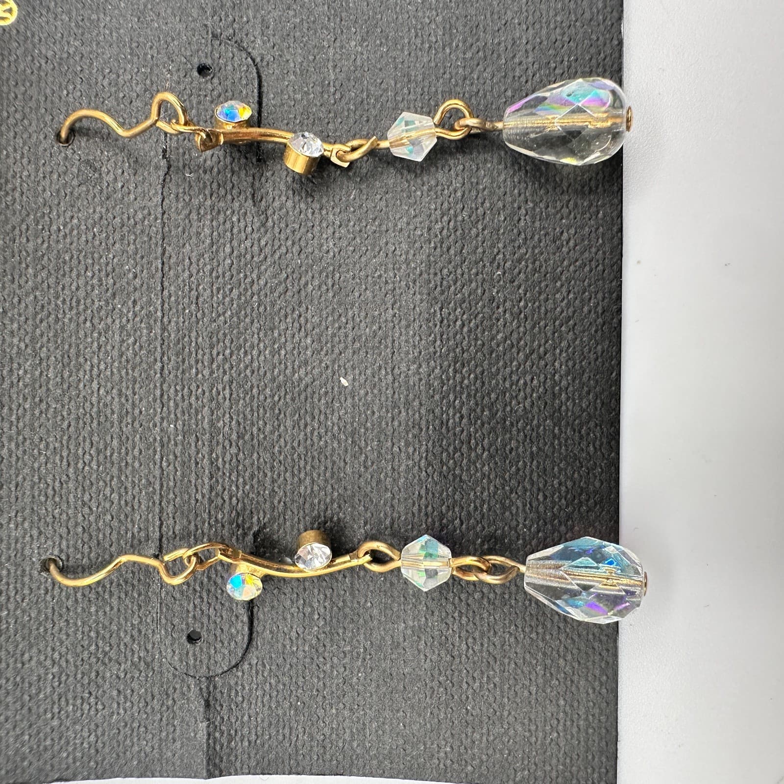 Vintage 90s Cookie Lee Gold Tone Clear Teardrop Dangle Earrings Jewelry - Thumbnail 10