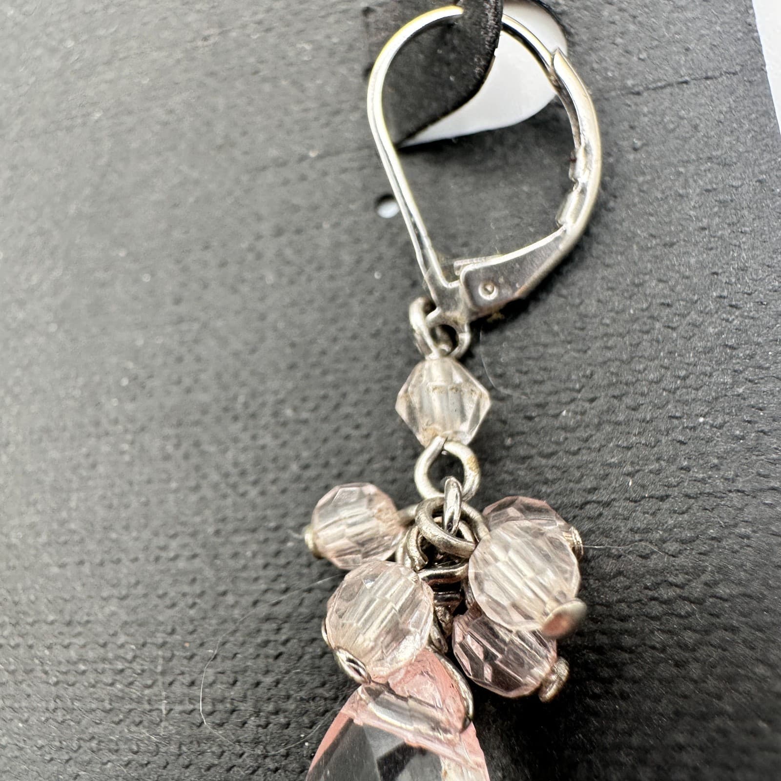 Vintage 90s Silver Tone Pink Bead Teardrop Chandelier Earrings Womens Jewelry - Thumbnail 9