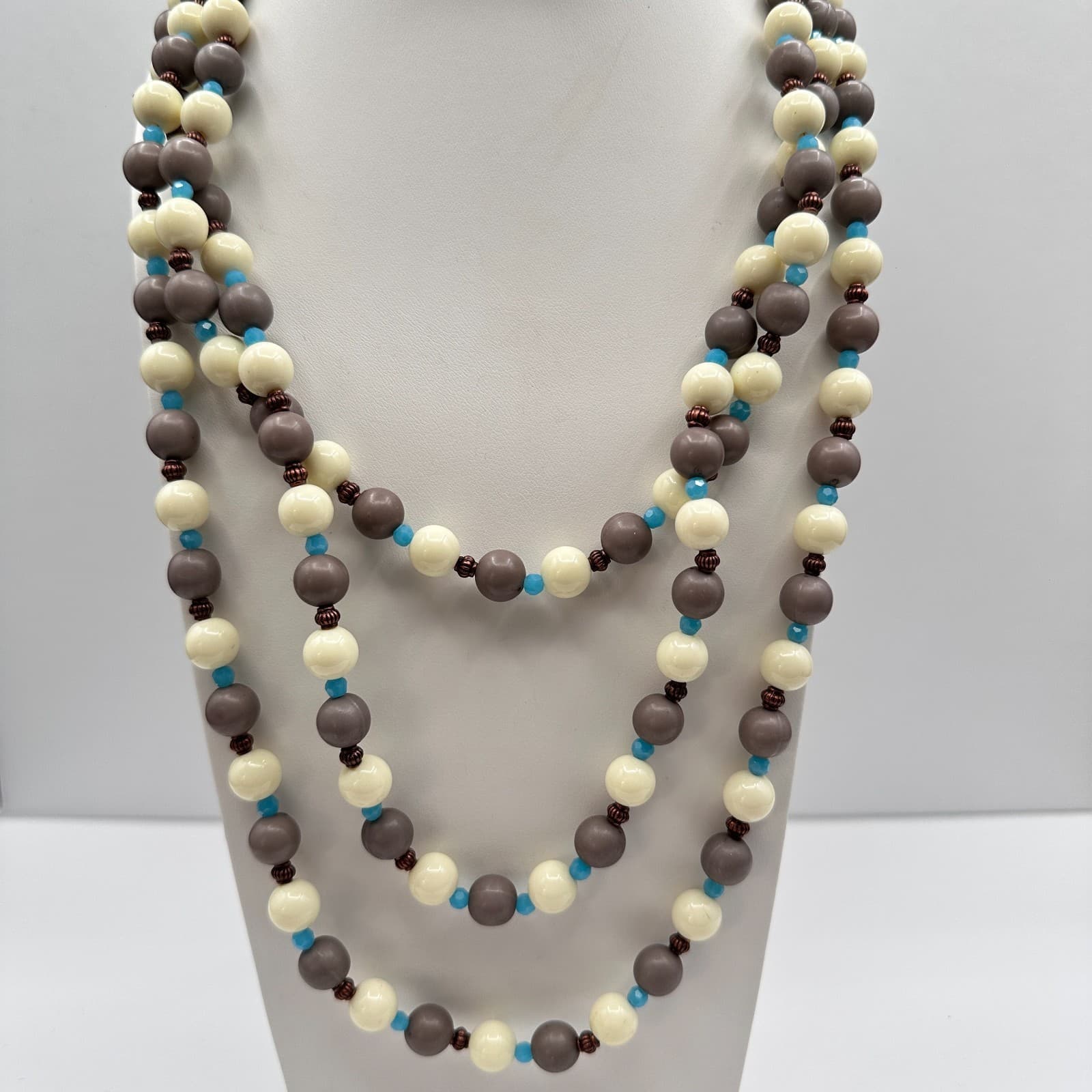 Vintage 90s RoRo Multi-Strand Beaded Necklace Earring Set Boho Fashion Jewelry - Image 1