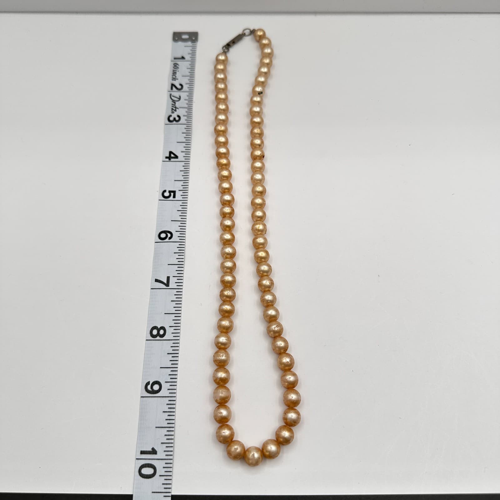 Vintage 80s Champagne Faux Pearl Strand Necklace Gold Tone Classic Fashion - Thumbnail 12