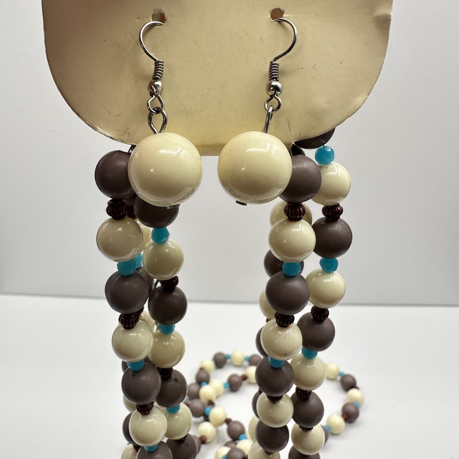 Vintage 90s RoRo Multi-Strand Beaded Necklace Earring Set Boho Fashion Jewelry - Thumbnail 15