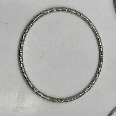 Vintage Stackable Silver-Tone Bangle Bracelets Set 4 Textured Dotted Glimmer - Thumbnail 2