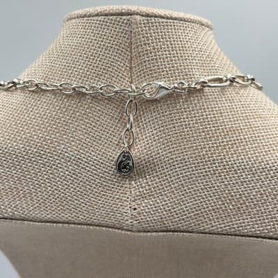 Vintage Lia Sophia Silver Tone Scroll Bib Necklace Crystal Rhinestone Statement - Thumbnail 6