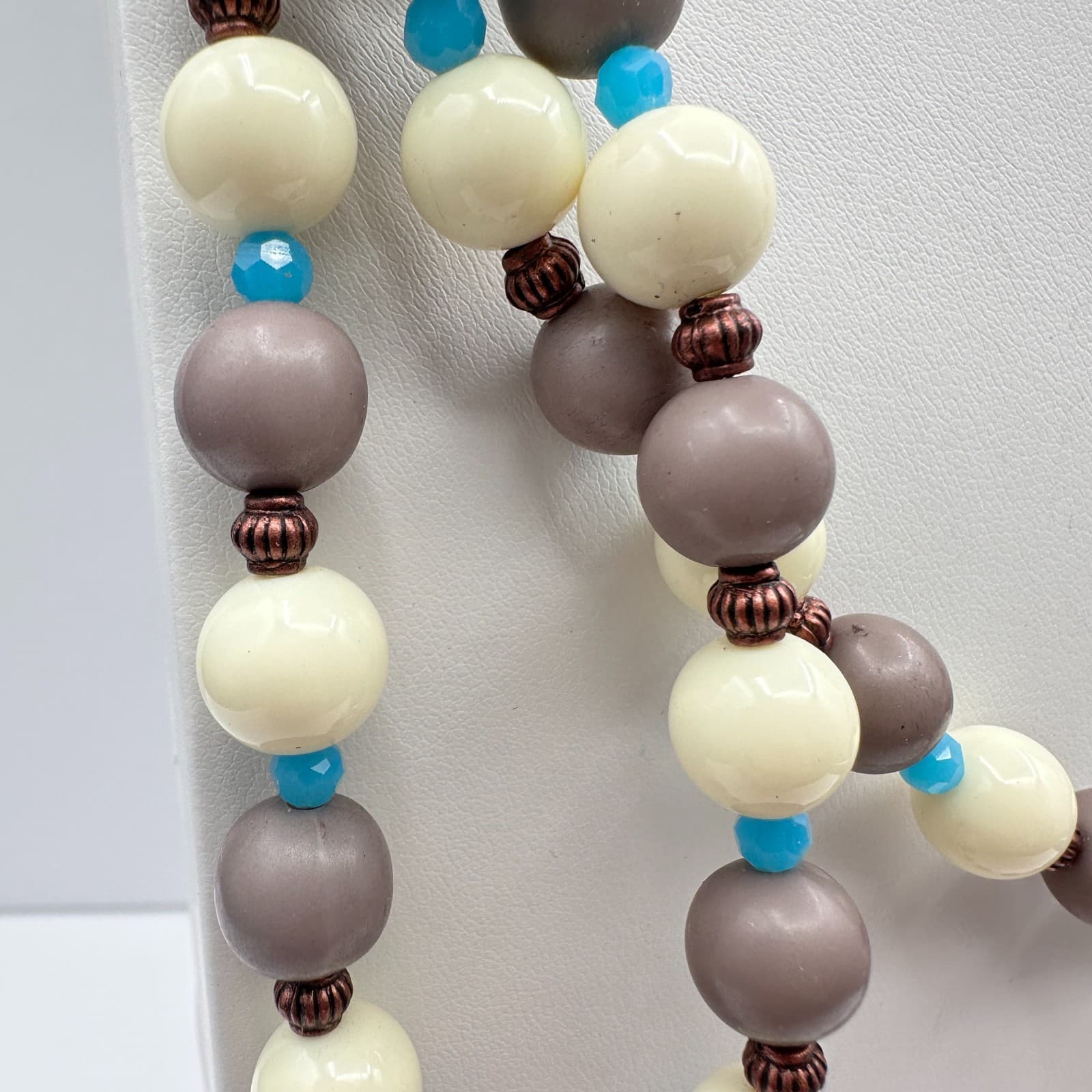 Vintage 90s RoRo Multi-Strand Beaded Necklace Earring Set Boho Fashion Jewelry - Thumbnail 3