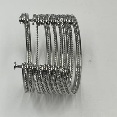 Vintage Silver Tone Multi Strand Twisted Rope Cuff Bracelet Nail Head Terminals - Thumbnail 5