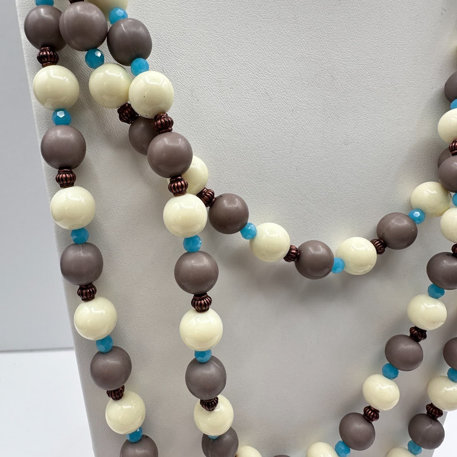 Vintage 90s RoRo Multi-Strand Beaded Necklace Earring Set Boho Fashion Jewelry - Thumbnail 2