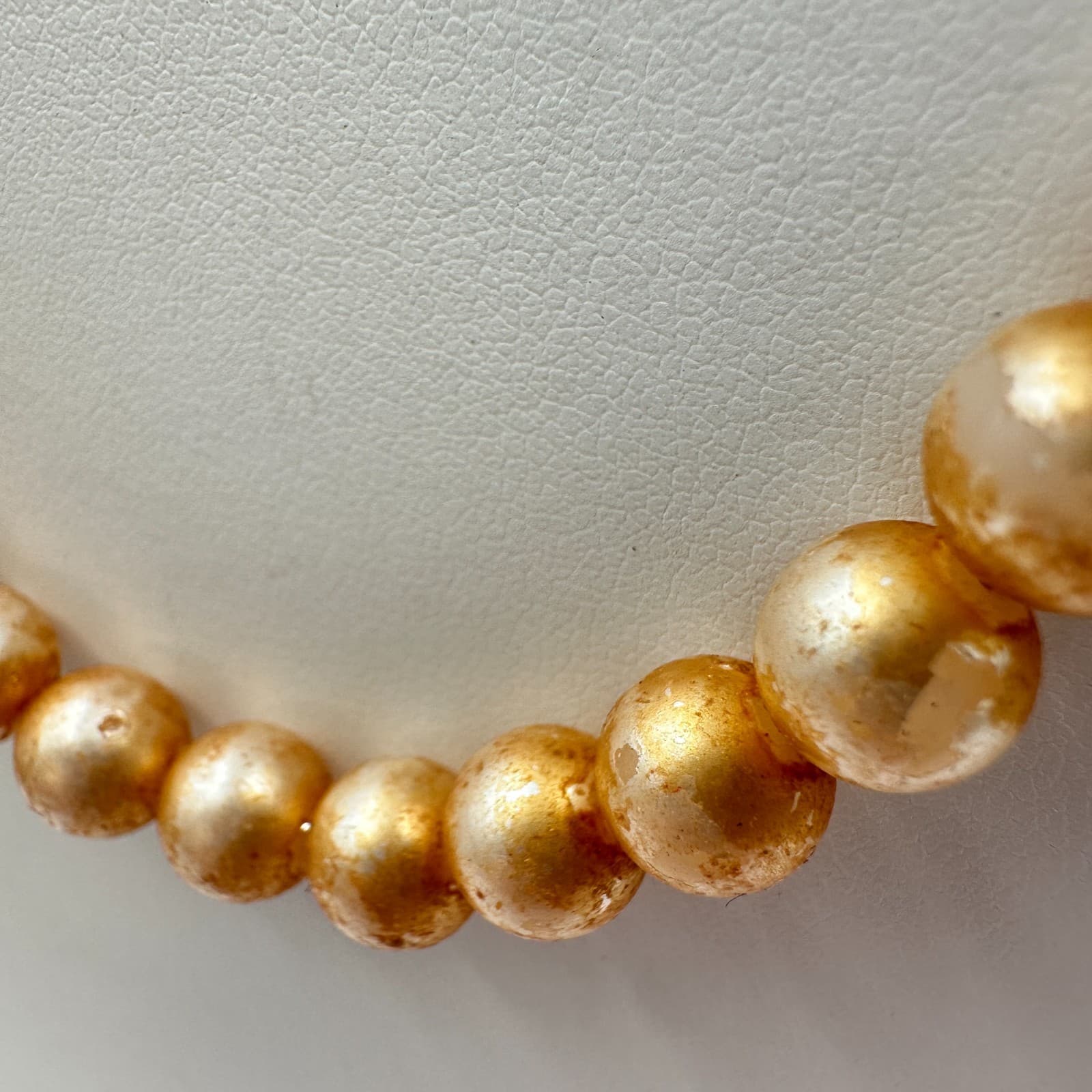 Vintage 80s Champagne Faux Pearl Strand Necklace Gold Tone Classic Fashion - Thumbnail 9