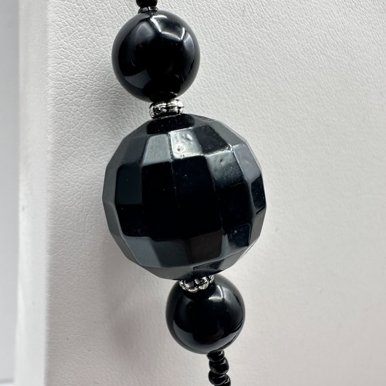 Vintage 80s Cookie Lee Black Tortoiseshell Accent Statement Necklace Jewelry - Thumbnail 3