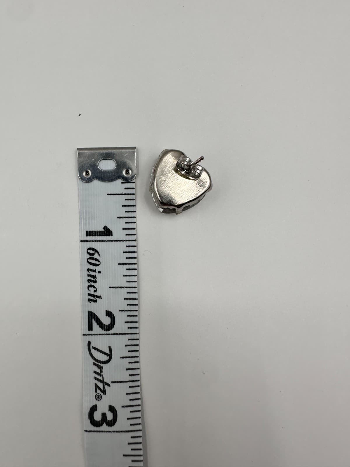 Vintage 90s Silver Tone Large Clear Heart Glass Stud Earrings Retro Jewelry - Thumbnail 14