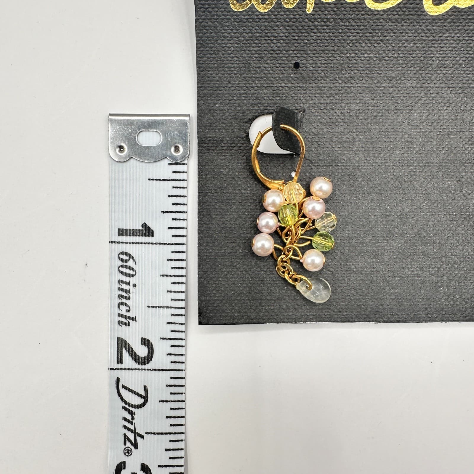 Vintage 90s Cookie Lee Pearl & Glass Cluster Dangle Gold Tone Earrings Jewelry - Thumbnail 11