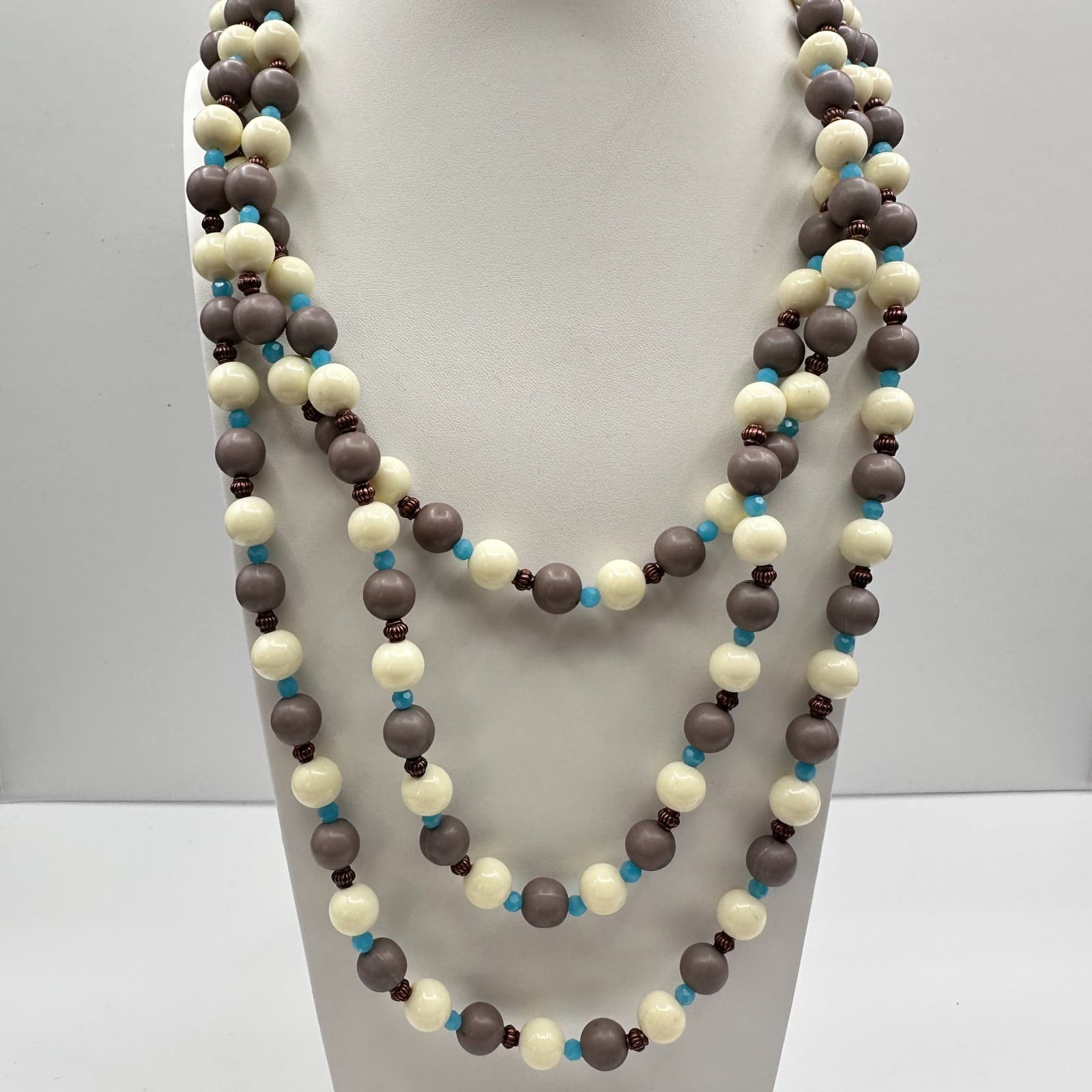 Vintage 90s RoRo Multi-Strand Beaded Necklace Earring Set Boho Fashion Jewelry - Thumbnail 11