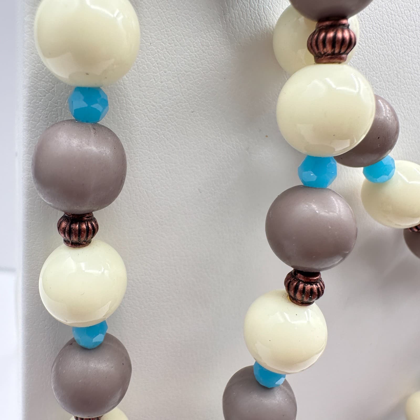 Vintage 90s RoRo Multi-Strand Beaded Necklace Earring Set Boho Fashion Jewelry - Thumbnail 4