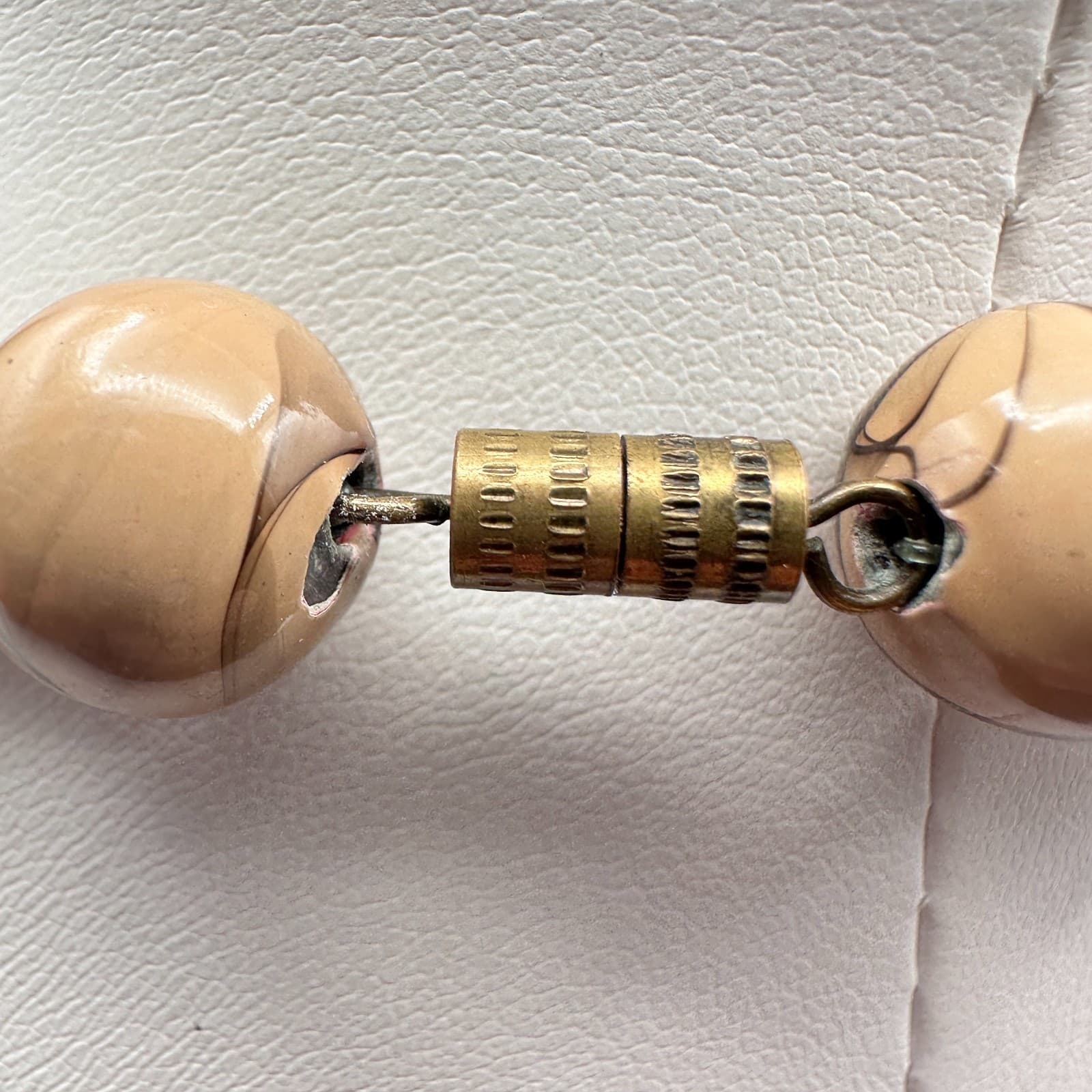 Vintage 80s Marbled Effect Beaded Statement Necklace Gold Tone Spacer Jewelry - Thumbnail 11