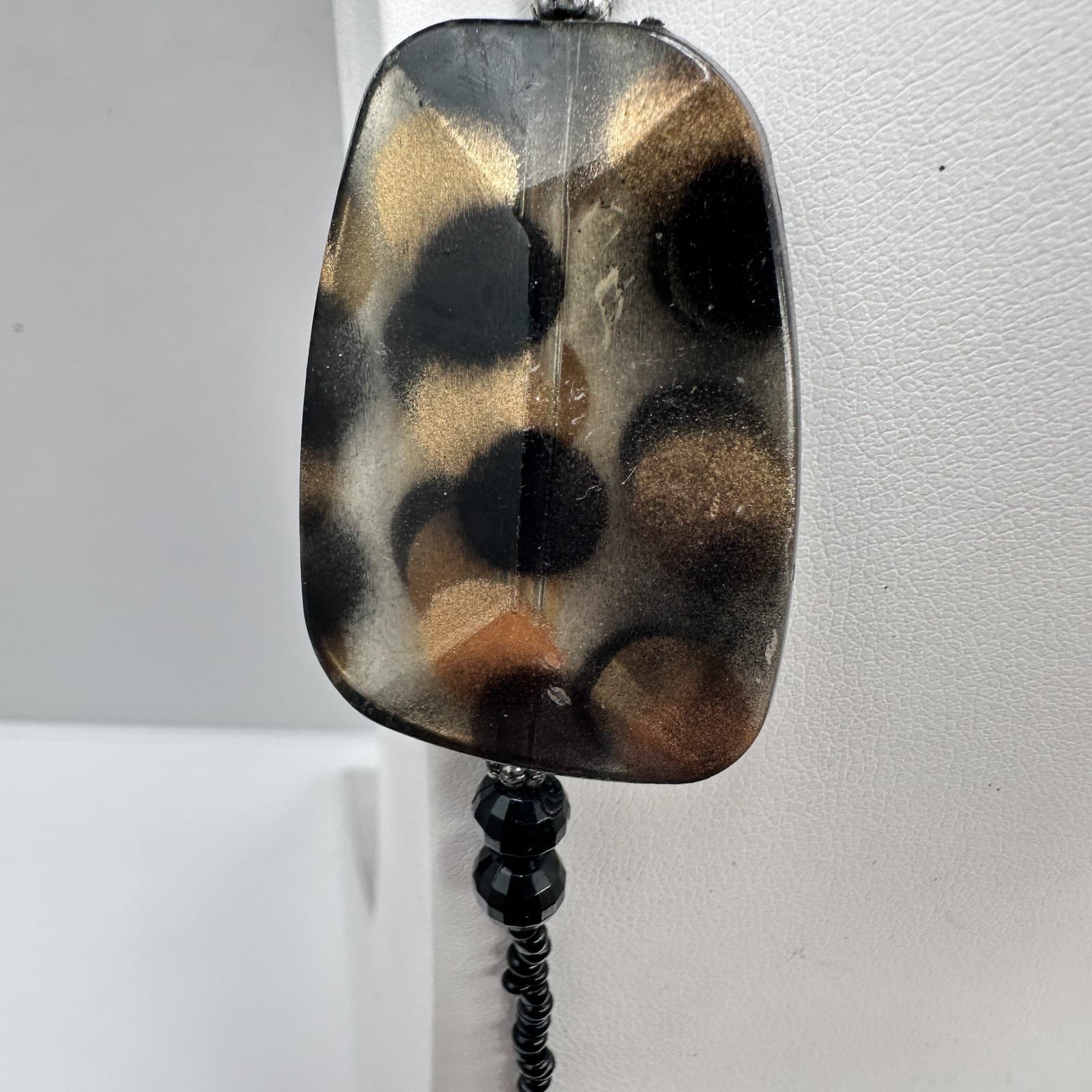 Vintage 80s Cookie Lee Black Tortoiseshell Accent Statement Necklace Jewelry - Thumbnail 5