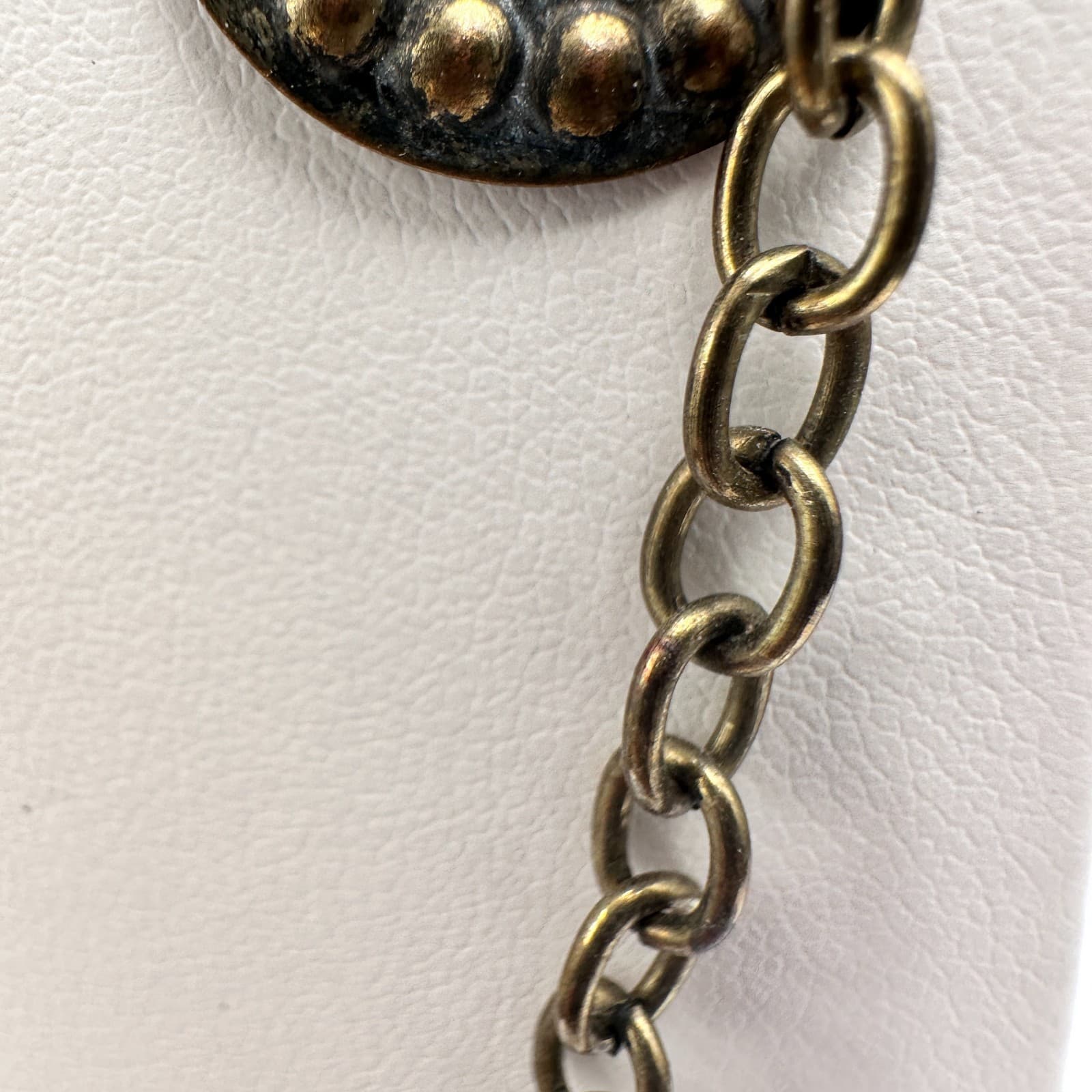 Vintage 70s Bronze Tone Tribal Coin Medallion Chain Hook Dangle Necklace Jewelry - Thumbnail 10