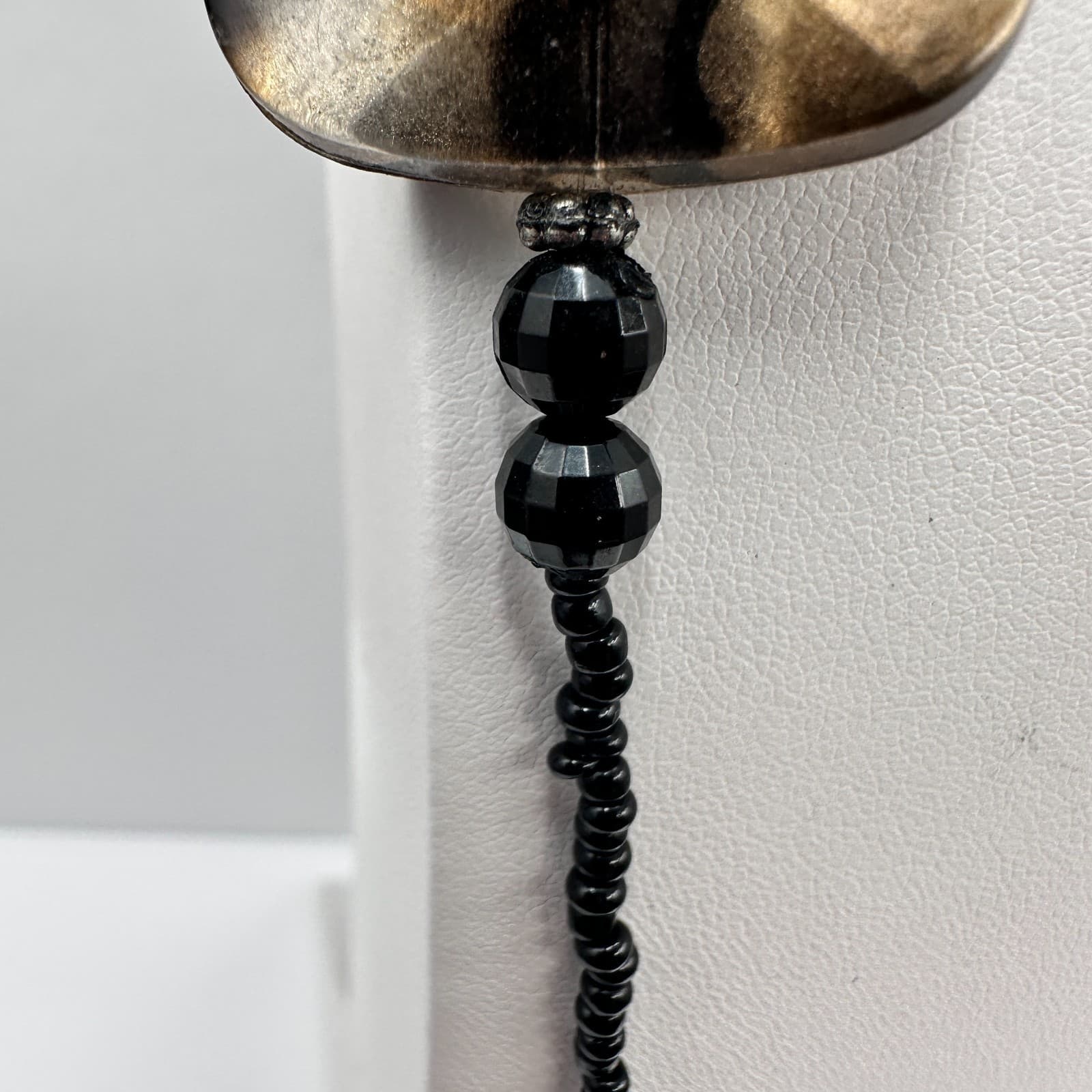 Vintage 80s Cookie Lee Black Tortoiseshell Accent Statement Necklace Jewelry - Thumbnail 6