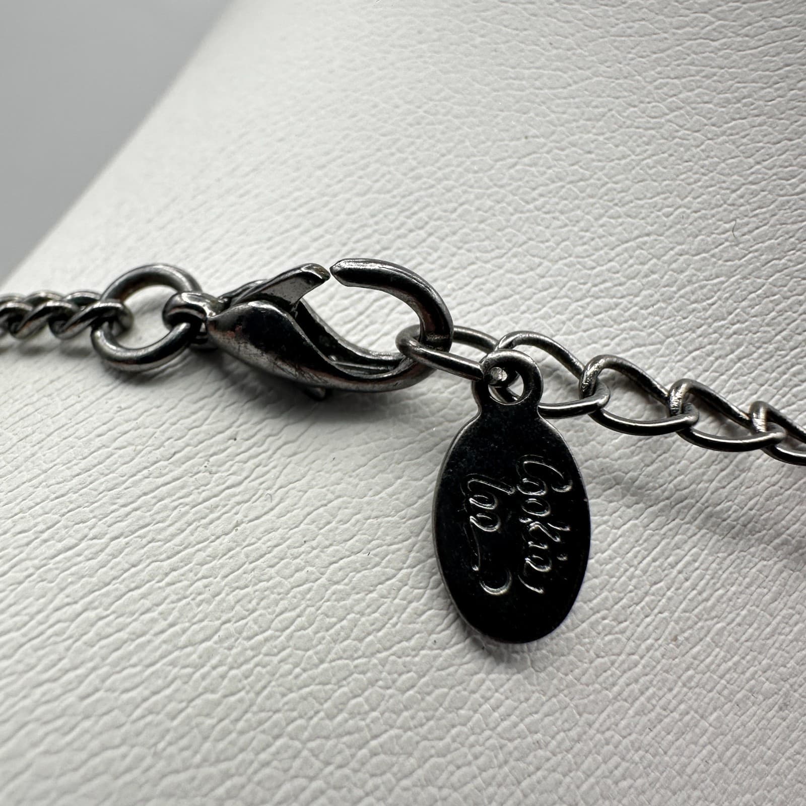 Vintage 90s Cookie Lee Silver Tone Twisted Chain Rhinestone Choker Necklace - Thumbnail 10