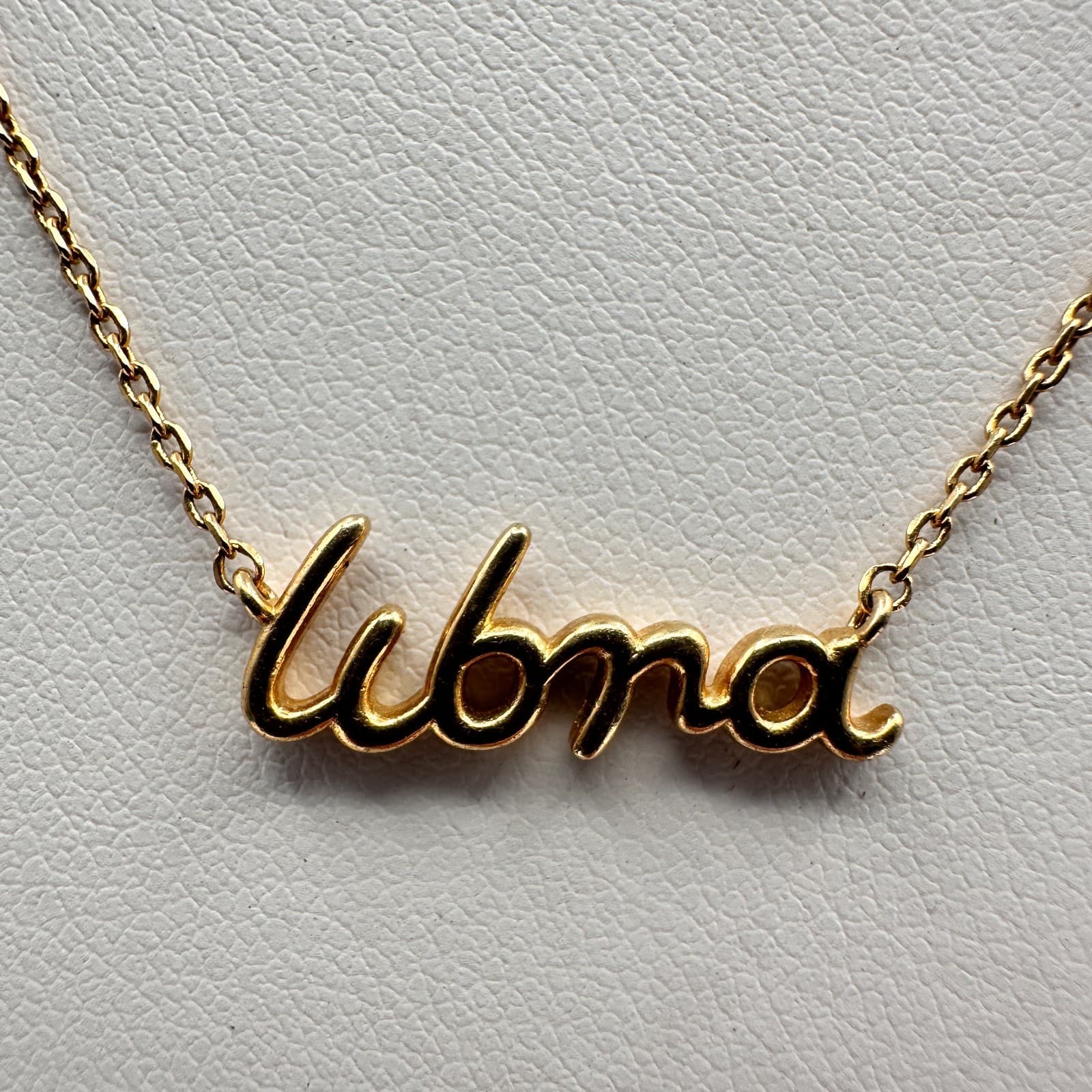 Vintage Y2K Gold Tone Libra Script Nameplate Necklace Astrology Zodiac Pendant - Image 1