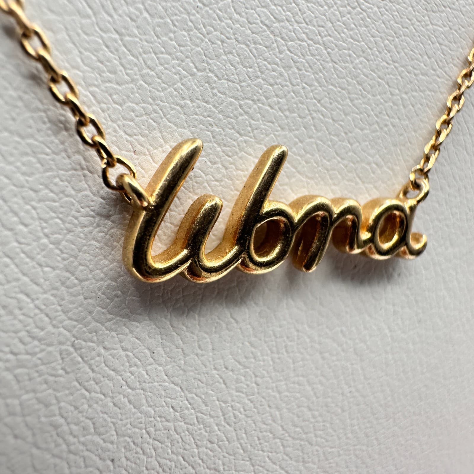 Vintage Y2K Gold Tone Libra Script Nameplate Necklace Astrology Zodiac Pendant - Thumbnail 6