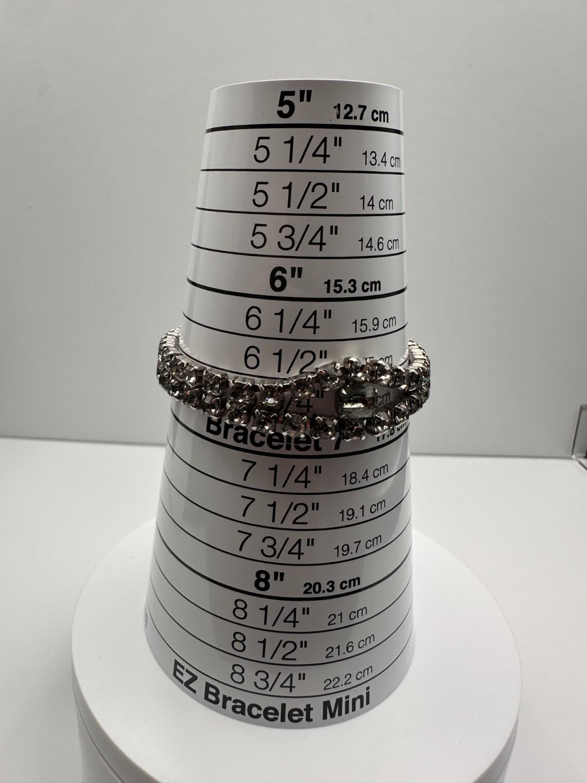 Vintage 90s Double Row Silver Tone Clear Rhinestone Tennis Bracelet Emerald Cut - Thumbnail 9