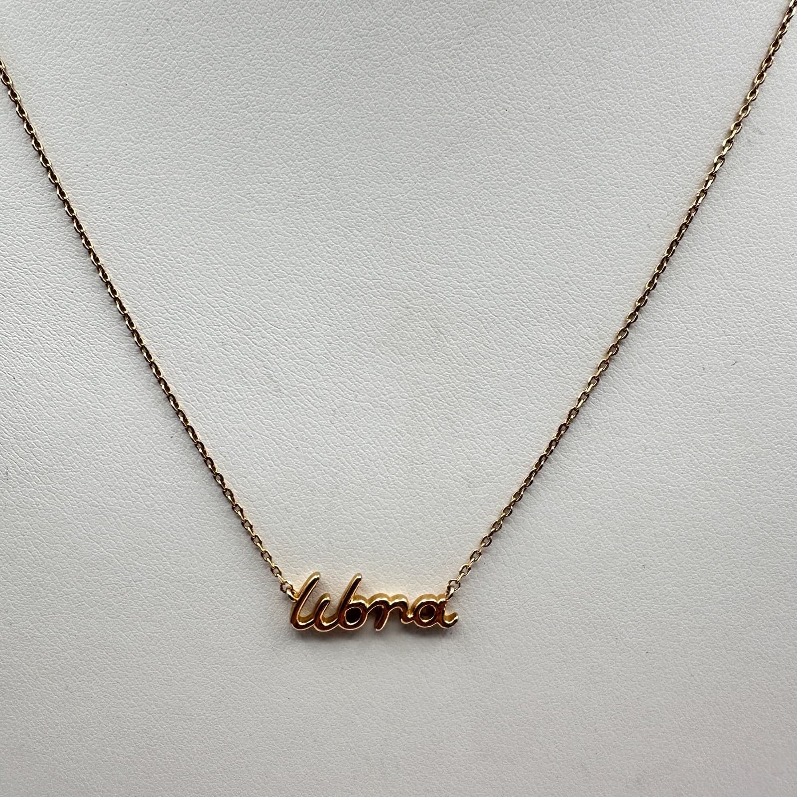 Vintage Y2K Gold Tone Libra Script Nameplate Necklace Astrology Zodiac Pendant - Thumbnail 9