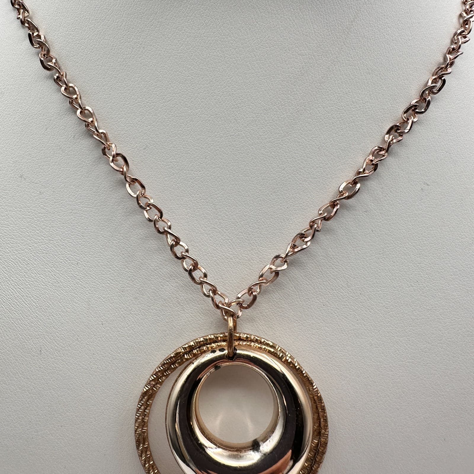 Vintage 90s Gold Tone Double Hoop Tassel Necklace Purple Glass Cube Boho - Thumbnail 13