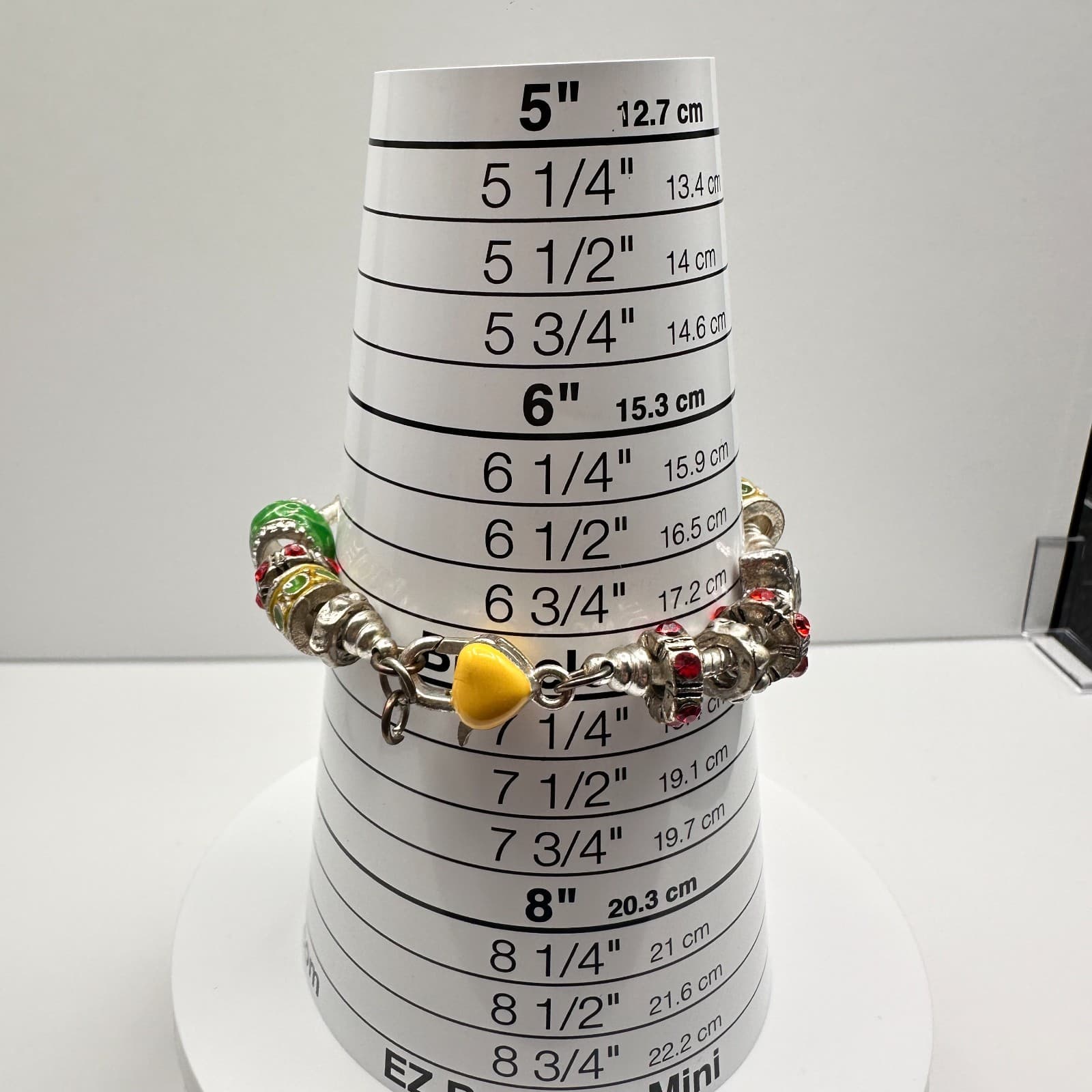 Vintage 90s Religious Charm Bracelet Silver Tone Multi-Color Cross Heart Jewelry - Thumbnail 11