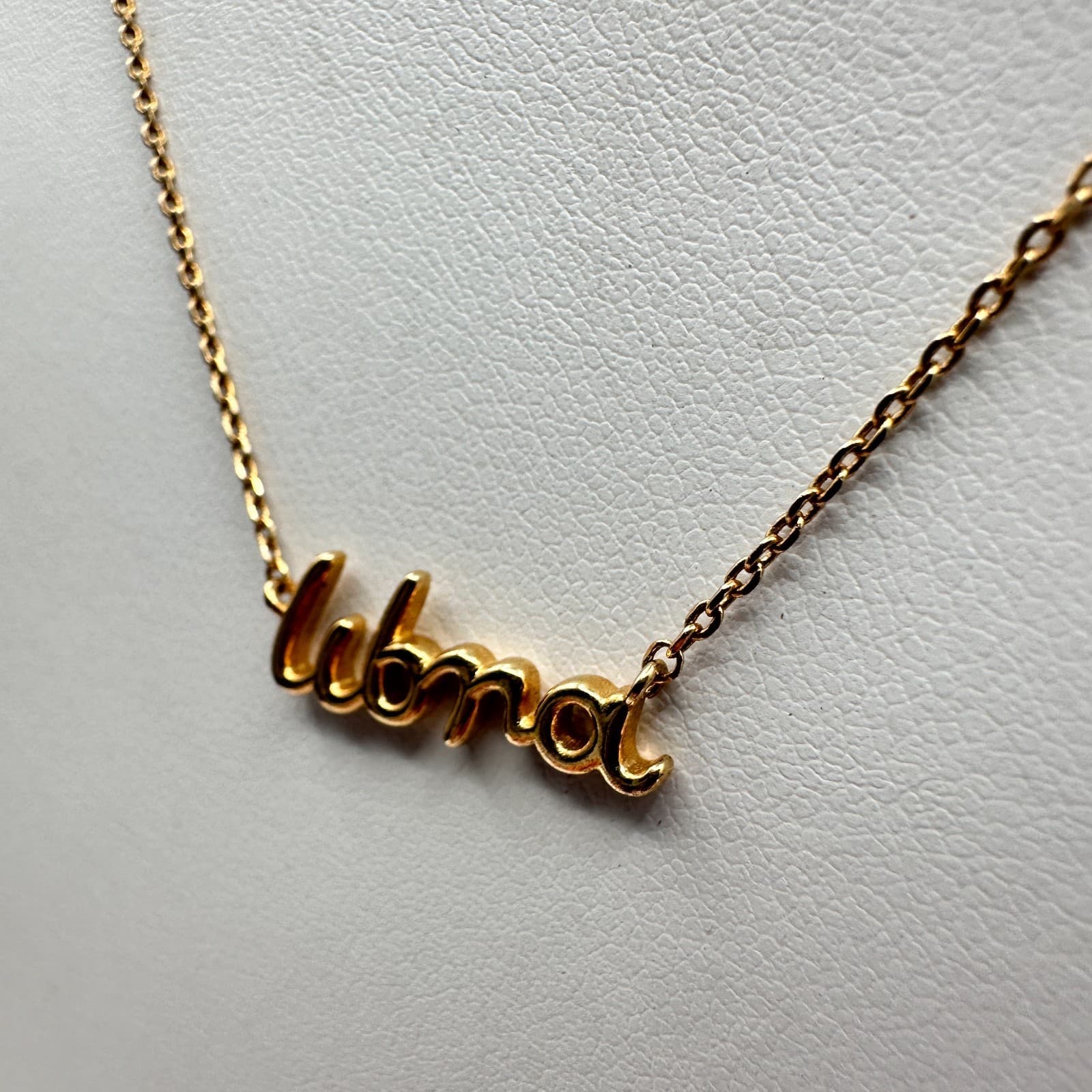 Vintage Y2K Gold Tone Libra Script Nameplate Necklace Astrology Zodiac Pendant - Thumbnail 8