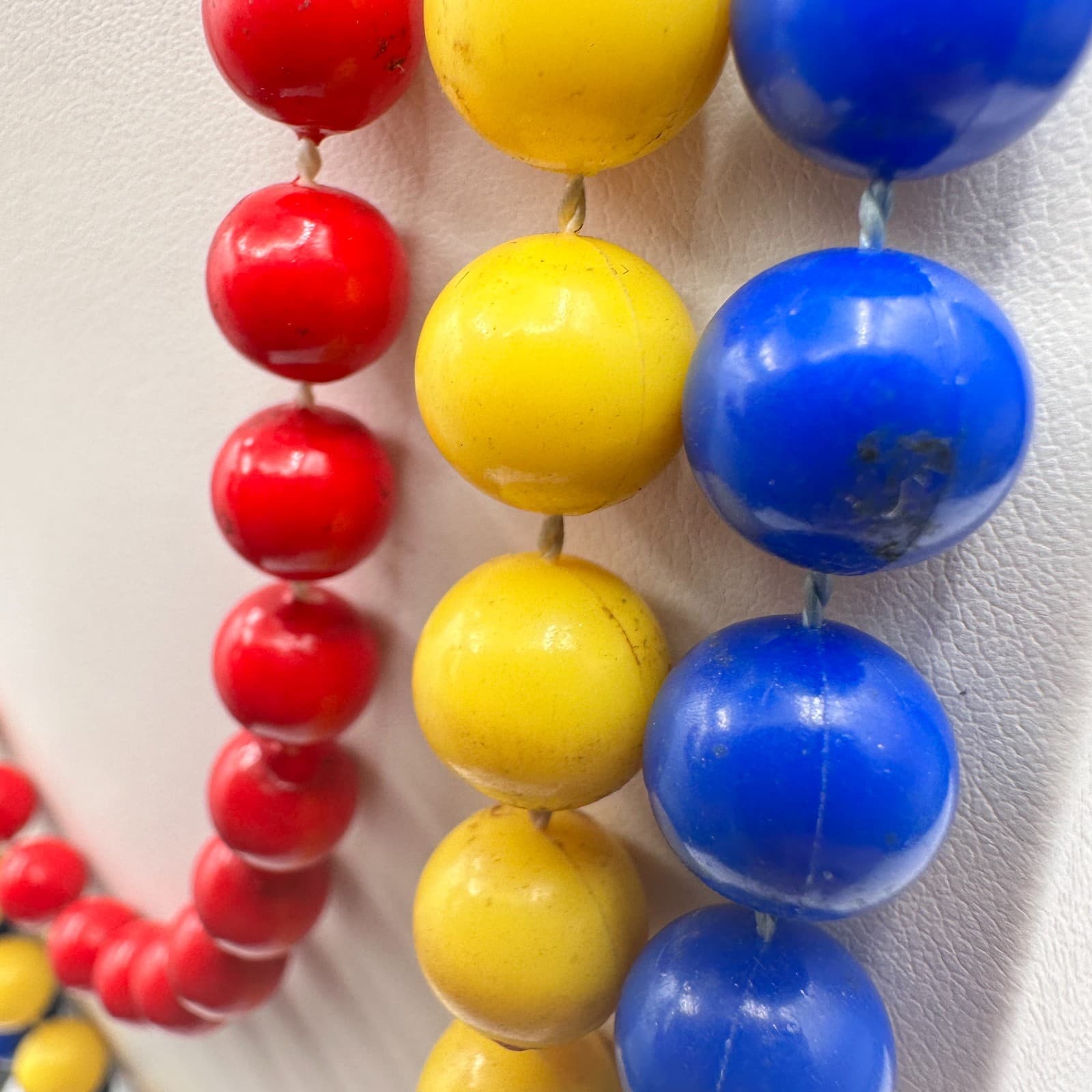 Vintage 80s Multi Strand Beaded Necklace Primary Colors Pop Art Women's Jewelry - Thumbnail 8