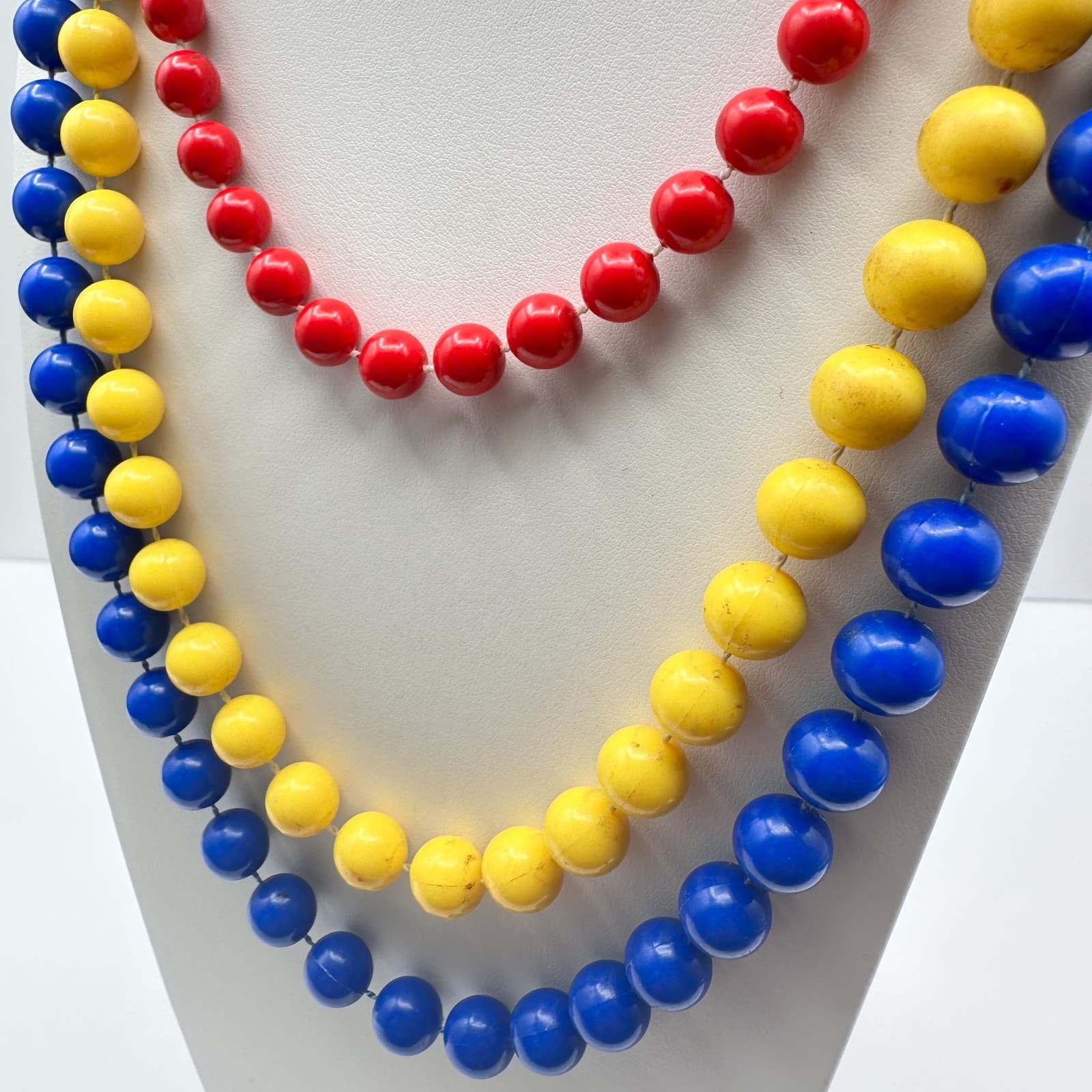Vintage 80s Multi Strand Beaded Necklace Primary Colors Pop Art Women's Jewelry - Thumbnail 12