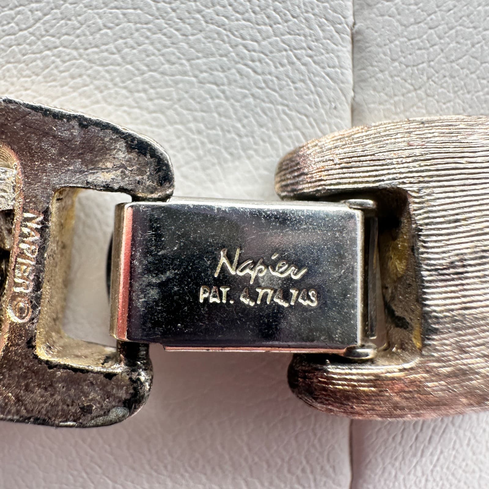 Vintage 80s Napier Necklace Gold Tone Wide Herringbone Cobra Chain Statement - Thumbnail 9