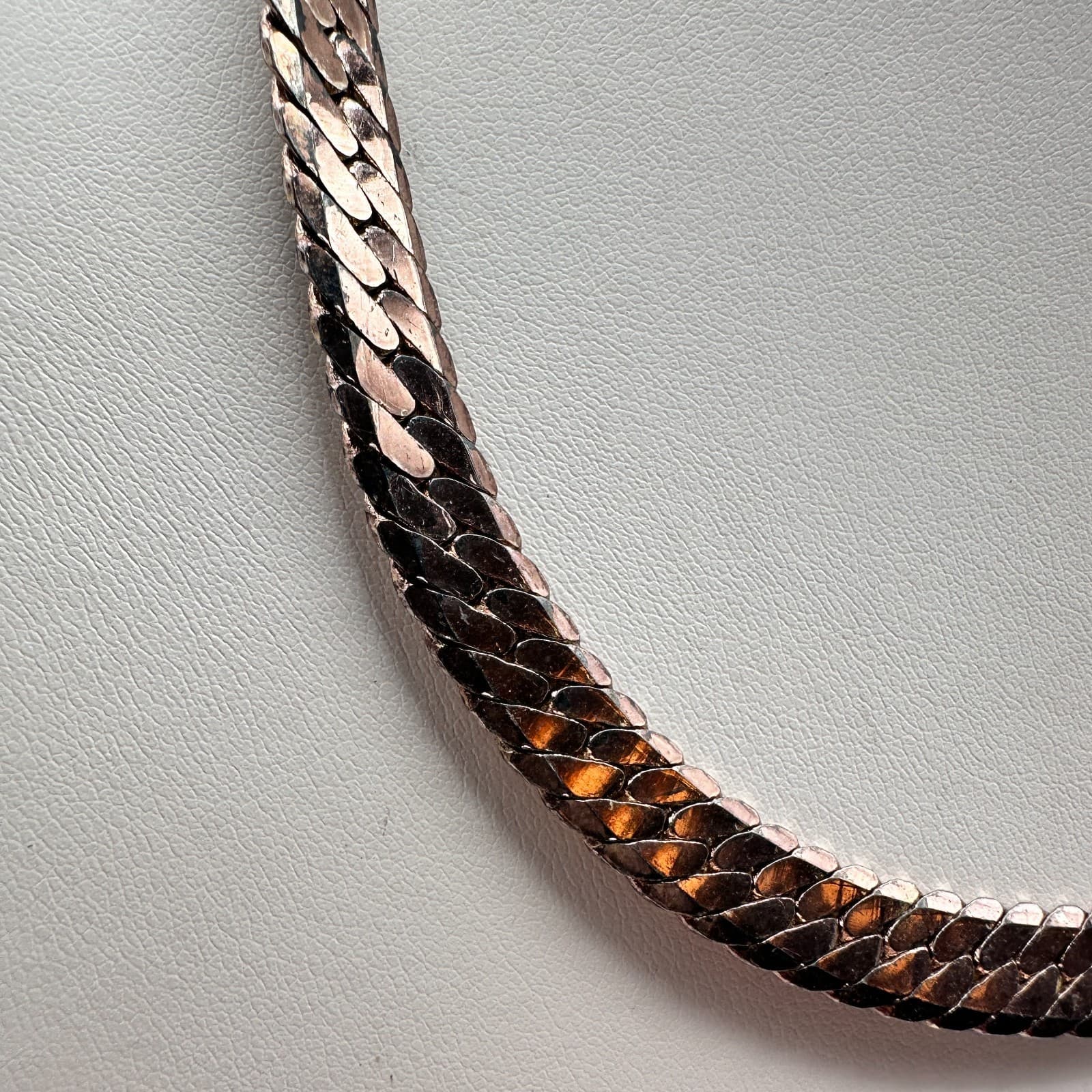 Vintage 80s Napier Necklace Gold Tone Wide Herringbone Cobra Chain Statement - Thumbnail 3